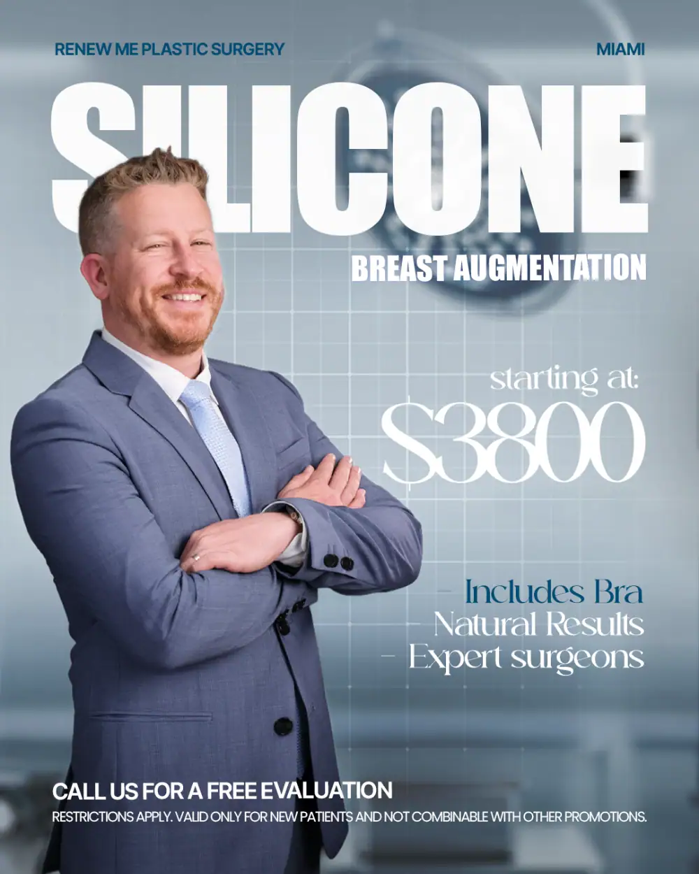 Silicone breast augmentation starting at $3,800 by expert surgeons in Miami.